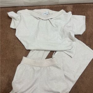 Princess Polly Cream Knit Short Sleeve Top & pants